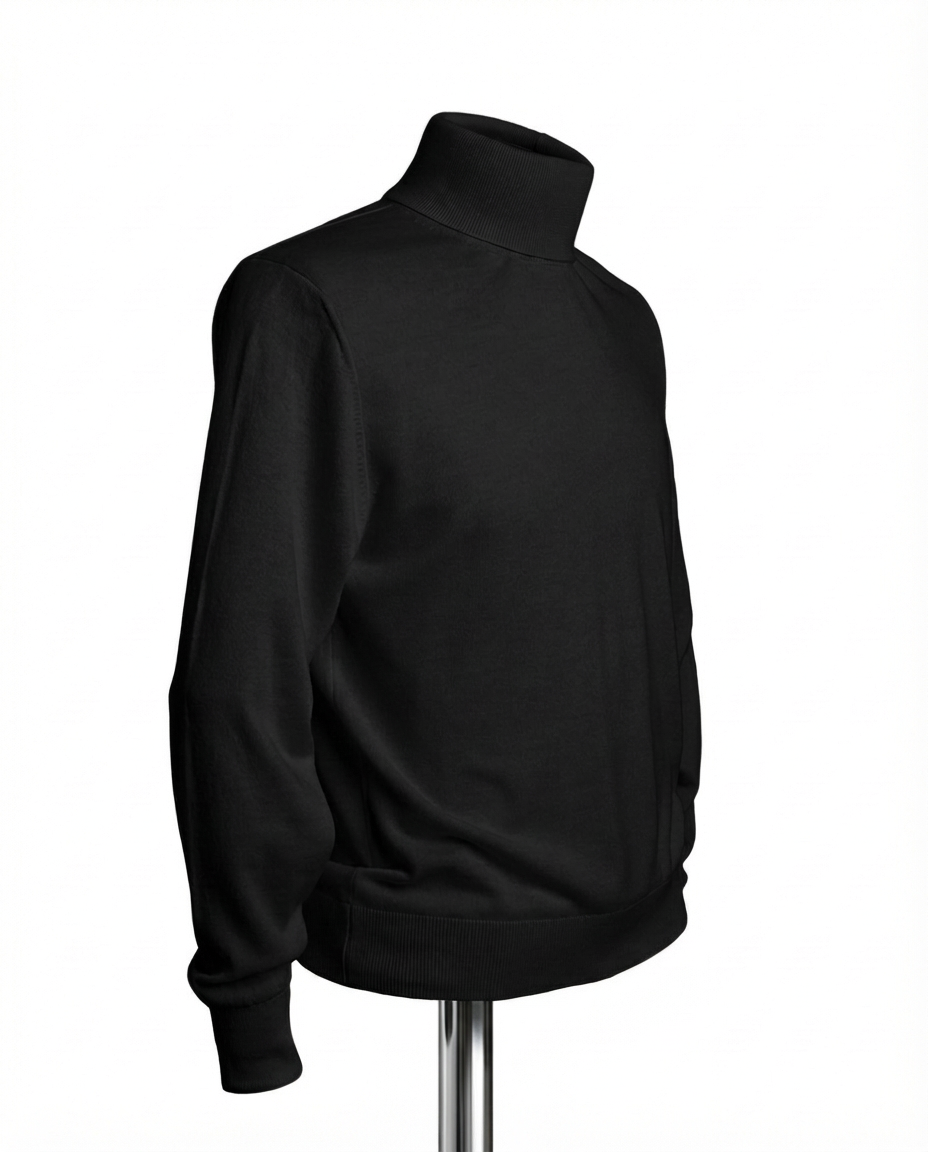 Rollkragenpullover Herren Schwarz